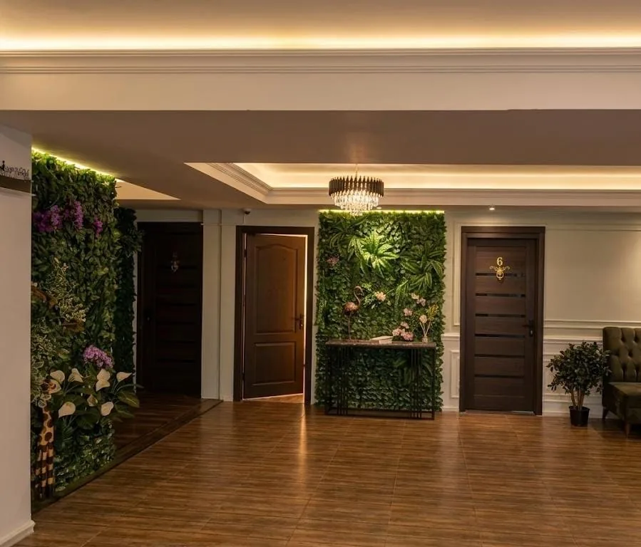 Lobby with a living green wall at The Sidra Spa